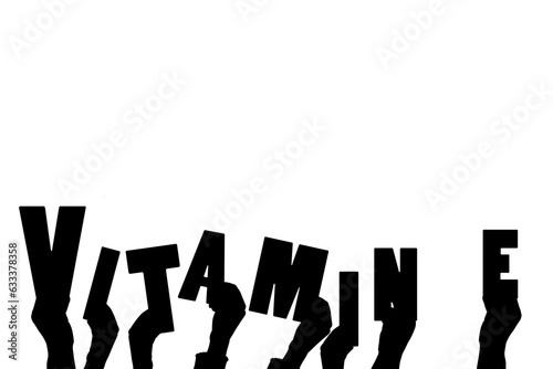 Digital png illustration of hands holding vitamin e text on transparent background