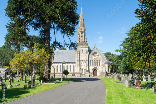 Bournemouth, UK - August 9th 2023: The chapel at the Wimborne Road Cemetery which opened in 1878.