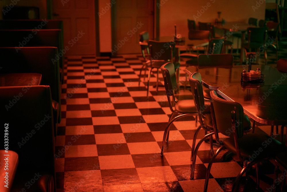 Vintage interior of Burleighs Luncheonette, Ticonderoga, New York
