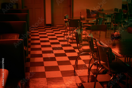 Vintage interior of Burleighs Luncheonette, Ticonderoga, New York