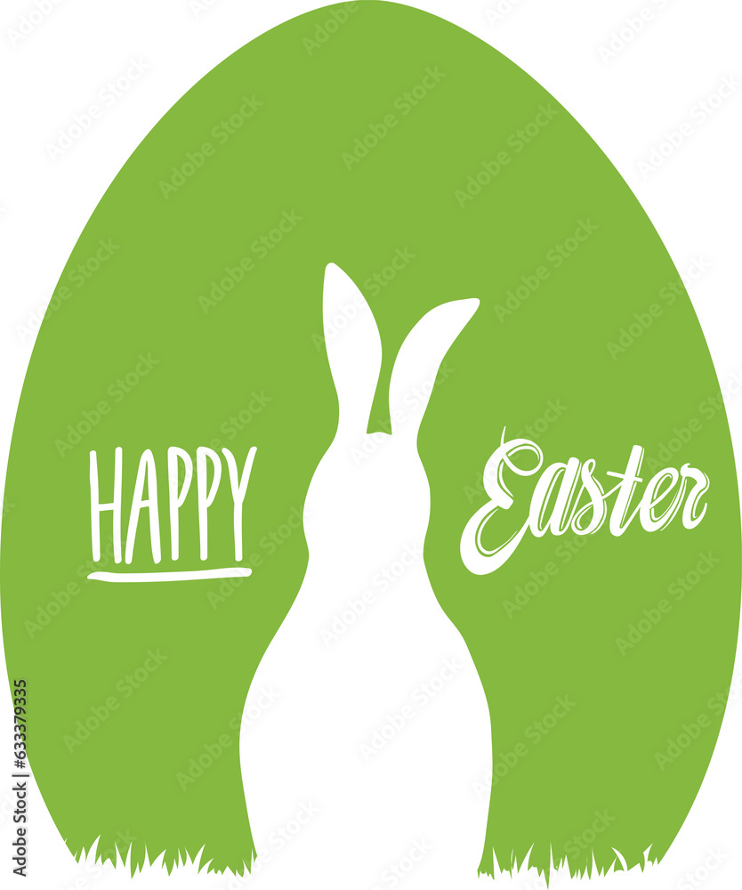 Naklejka premium Digital png illustration of easter egg and rabbit with happy easter text on transparent background