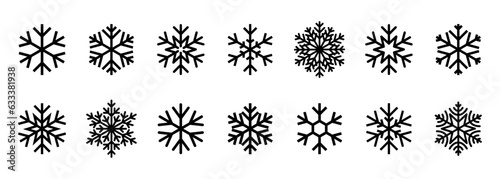 Snowflake set, black line snowflake vector icons