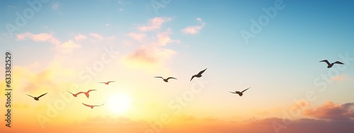 Fotografia abstract beautiful peaceful summer morning sky background, sunrise new day and f
