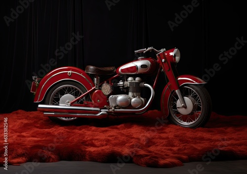 Wallpaper Mural Motorcycle on Fur Rug in Midcentury Modern Style with Maternity Overlays - Photoshop Overlays Torontodigital.ca