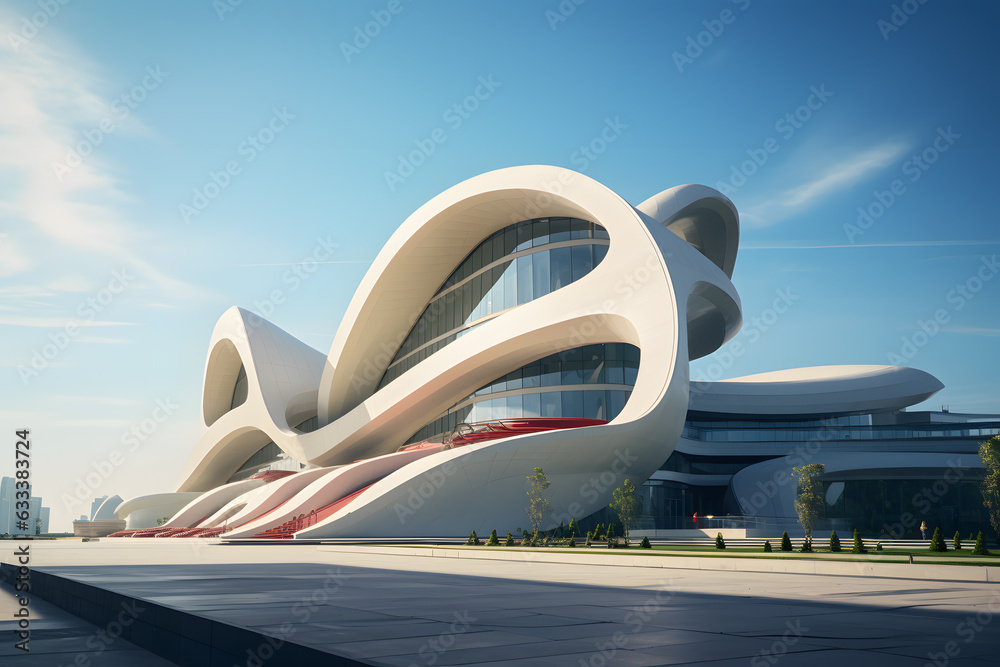 Architectural Marvel. Unique Business Building with Futuristic Design