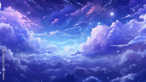Purple & Blue Starry Night - AI Generated