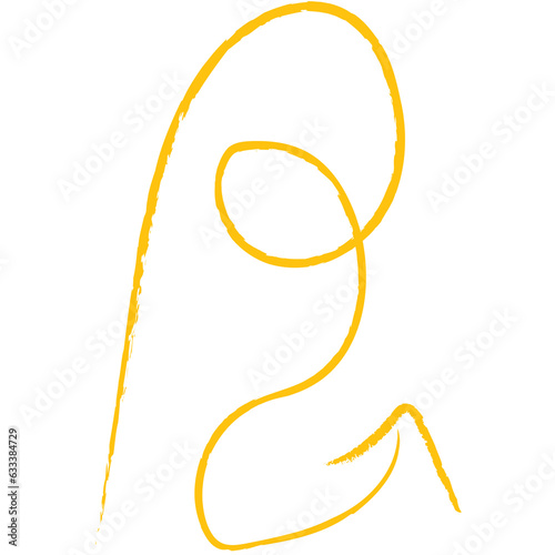 Digital png illustration of yellow spiral arrow on transparent background