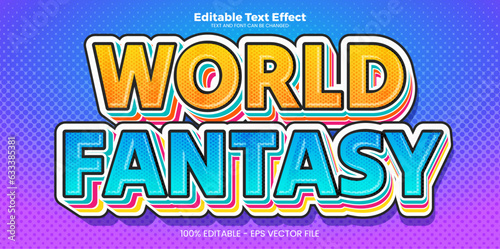 World Fantasy editable text effect in modern neon style