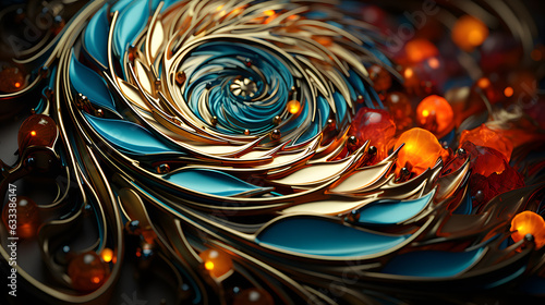 A abstract wavy swirls, curves and spirals fractal background