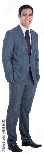 Digital png photo of happy asian businessman standing on transparent background