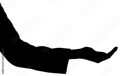 Digital png silhouette image of hand reaching out on transparent background