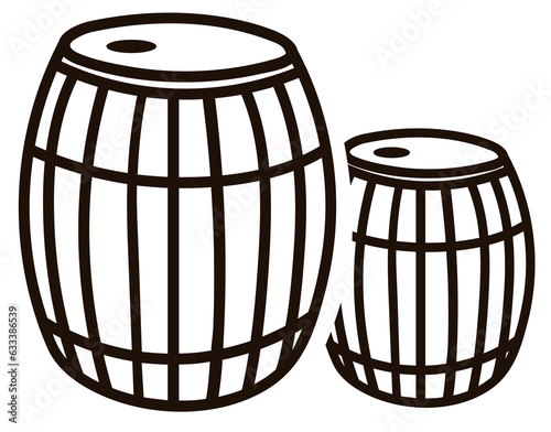 Digital png illustration of barrels outline on transparent background
