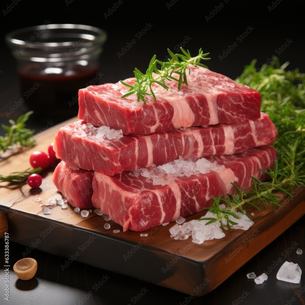 Raw Kobe beef Wagyu steak generative ai