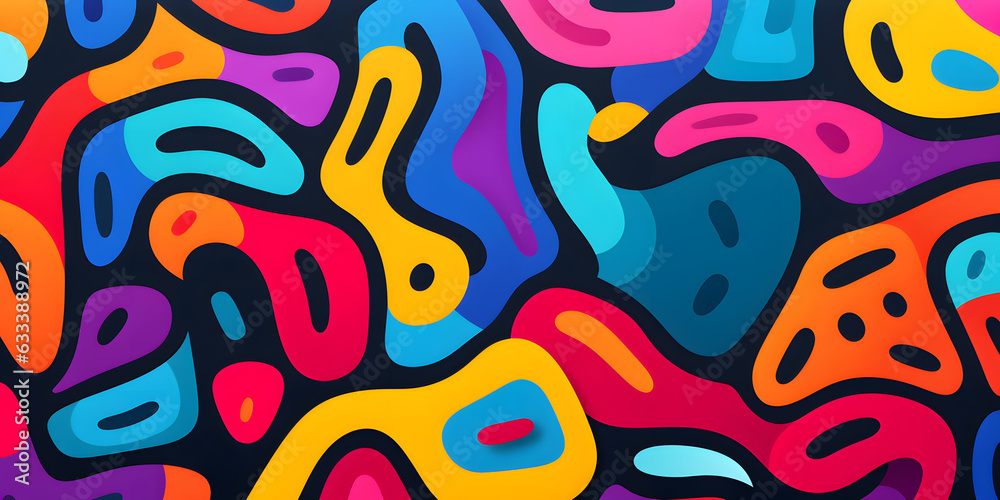 Abstract Doodles Playful Pattern of Hand-Drawn Colorful Shapes Abstract Doodles Playful Pattern of Hand-Drawn Colorful Shapes