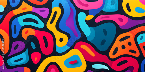 Abstract Doodles Playful Pattern of Hand-Drawn Colorful Shapes © Ployker