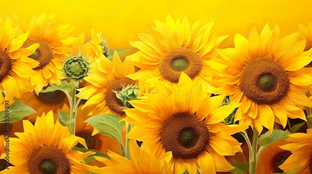 Sunflower on blurred sunny nature background.
