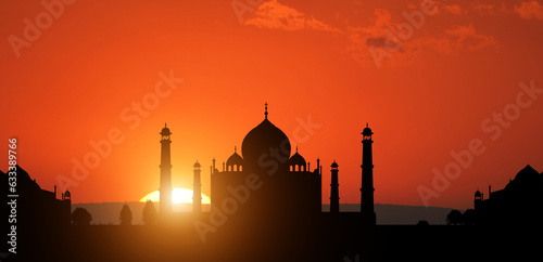 India flag on sunset background. National holiday .3d illustration