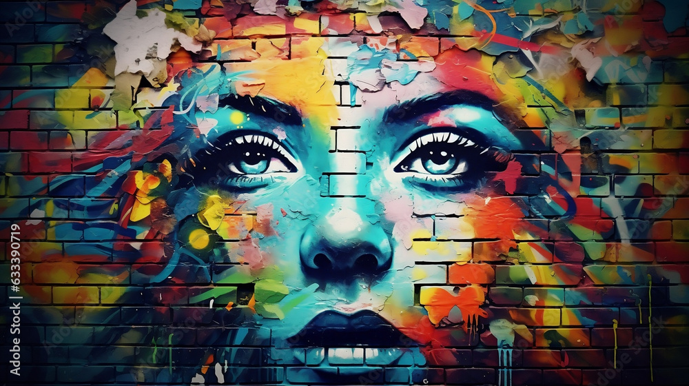 graffiti on the wall, woman face