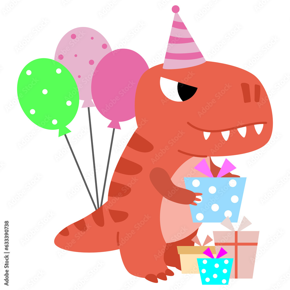 Naklejka premium Dinosaur party Clipart. happy dino