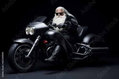 Santa Claus Black in Motorbike, Generative AI 