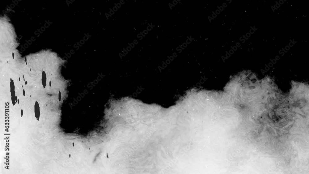 Scary horror monochrome background moving stop motion grunge texture with grey floating cinema dust with flickering and floating steam, dirt, grain, scratches, overlays, vintage horror effect.	
