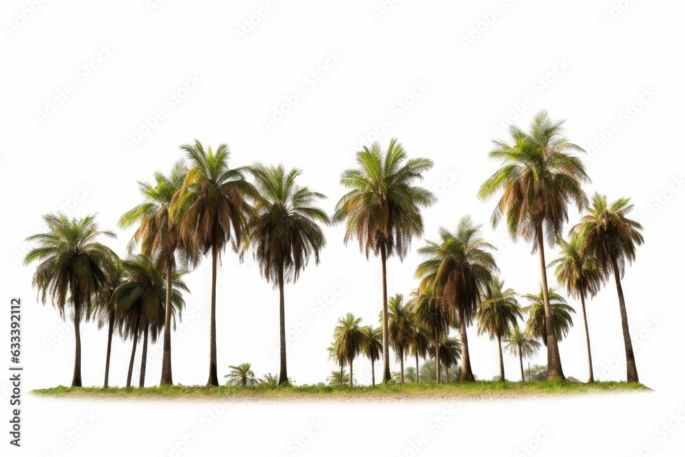 Cut out palm grove isolated on white background