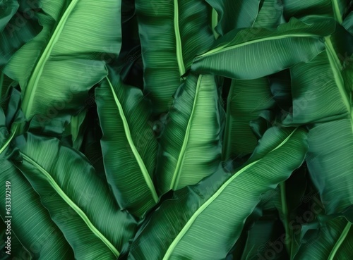 Large green banana leaves background.