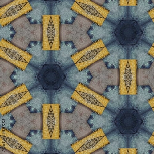 Εκτύπωση καμβά Majestic tiles design with mixed Spanish, Italian, Portuguese, Mexican, arabesque motifs