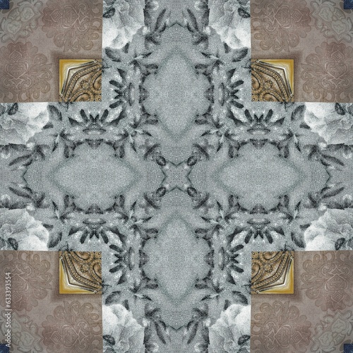 Canvas Print Majestic tiles design with mixed Spanish, Italian, Portuguese, Mexican, arabesque motifs