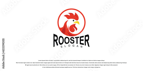 Simple chicken head logo design with modern concept|premium vector
