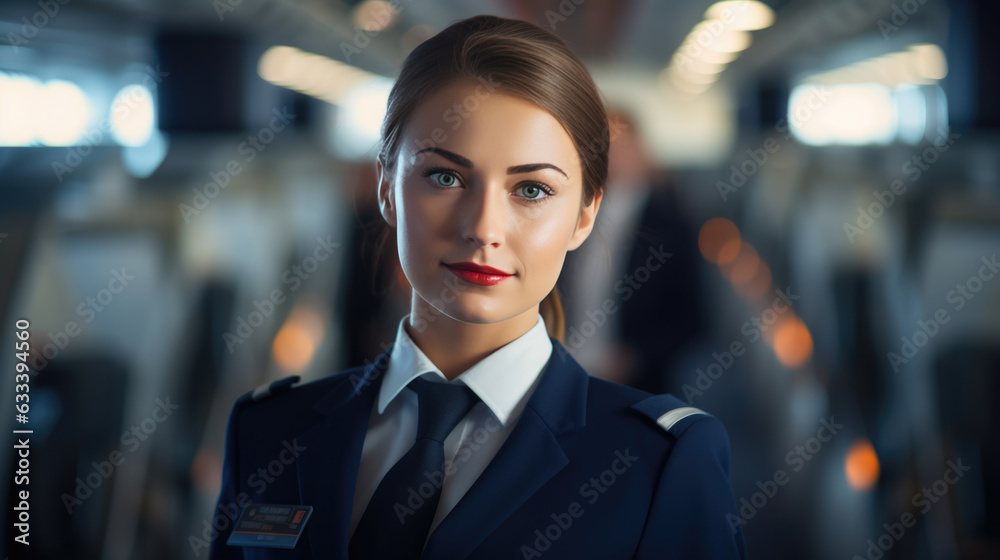 Female pilot in the background of an airplane cockpit Female pilot in the background of an airplane cockpit