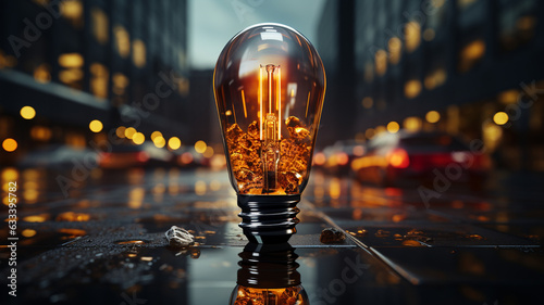 glowing light bulb on a dark background