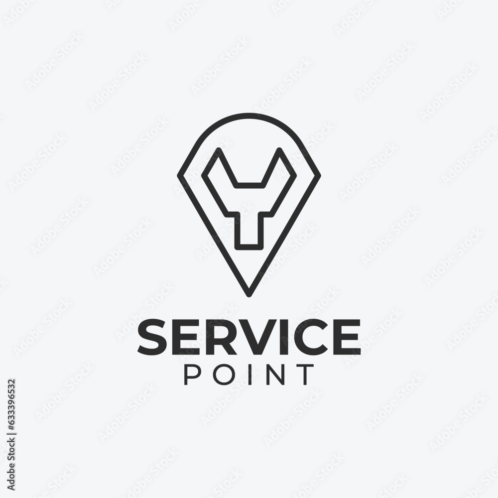 Point service logo design line art, mechanic logo icon vector illustration design. Point service logo design line art, mechanic logo icon vector illustration design.