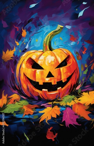 Halloween jack o lantern on a dark blue background