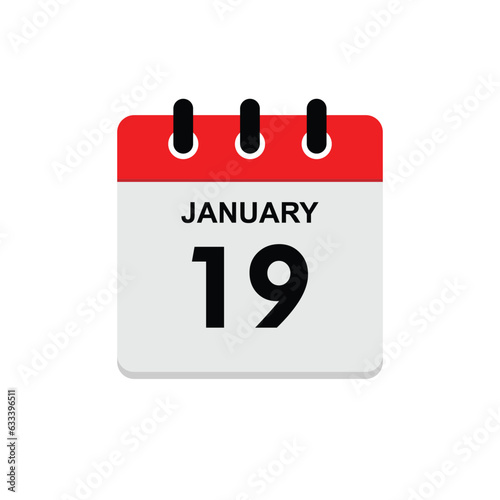 calender icon, 19 january icon with white background