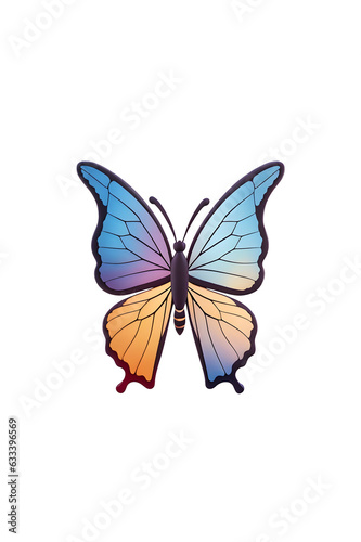 minimalistic colorful butterfly logo on transparent background