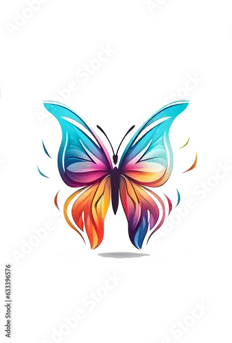 minimalistic colorful butterfly logo on transparent background