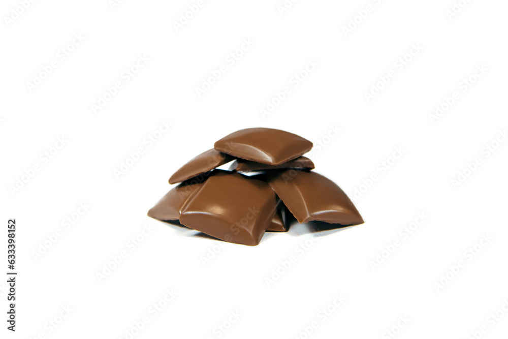 confectionery chocolate on a white background. Close up