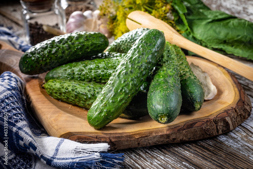 Preparation for pickling cucumbers.