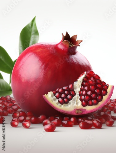 3d fruit pomegranate white background