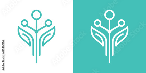 logo design element leaf and technology style
