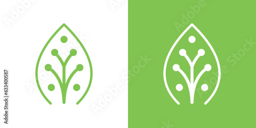 logo design element leaf and technology style icon vector inspiration