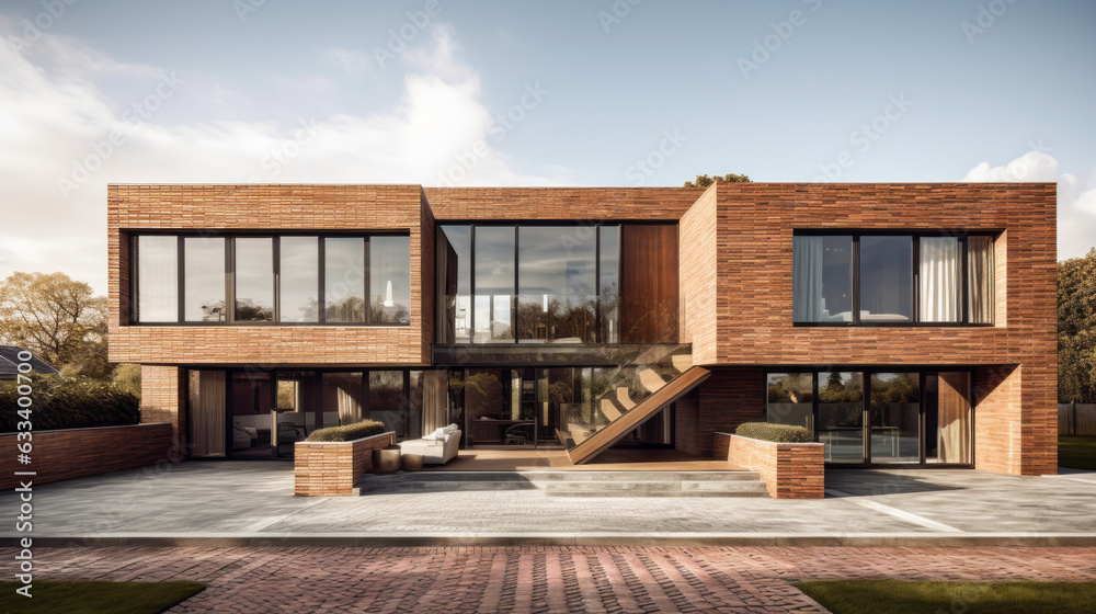 a large one-story villa made entirely of bricks a large one-story villa made entirely of bricks