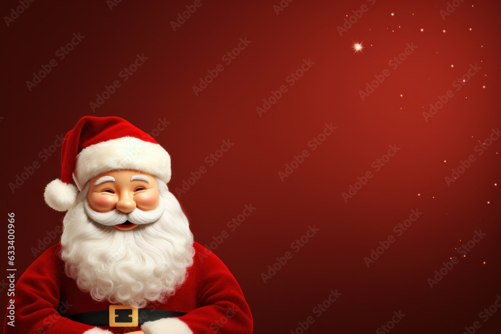 Santa Claus Face Illustration on Red Background - Generative AI Santa Claus Face Illustration on Red Background - Generative AI