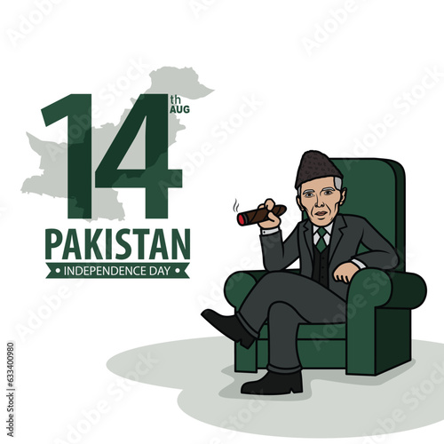 14 August 1947 independence day of pakistan vector illustration