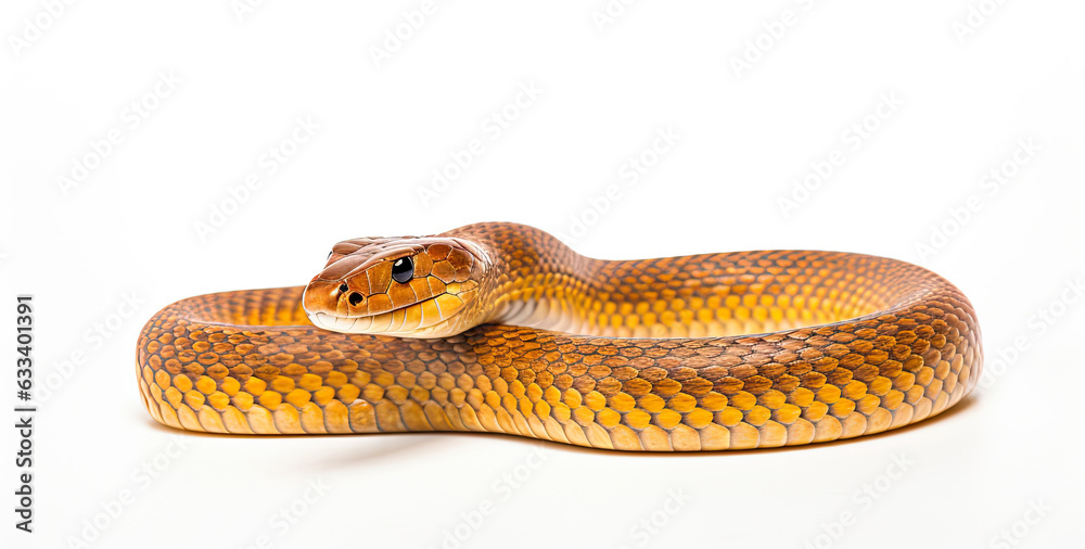 Fototapeta premium Brown colour snake isolated on white background with shadow