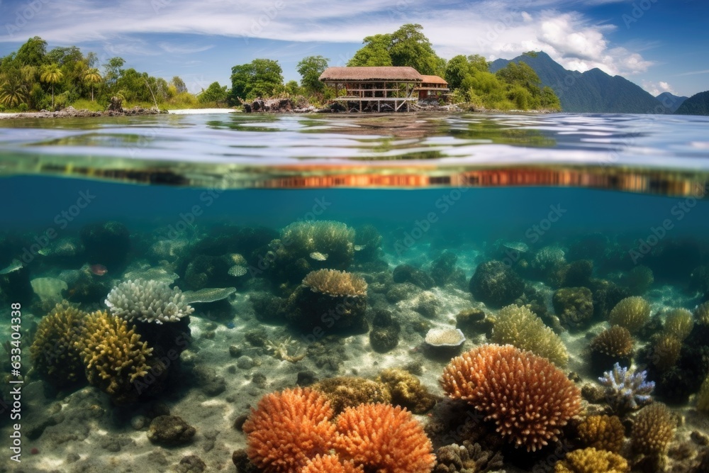 healthy coral ecosystem in crystal clear waters