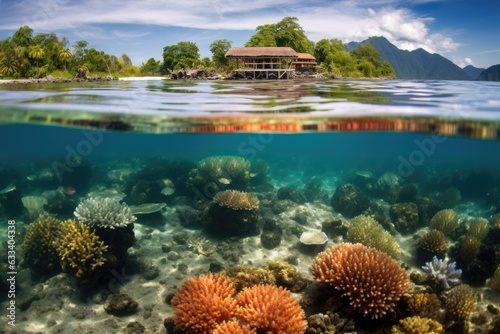 healthy coral ecosystem in crystal clear waters