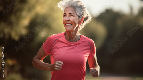 Happy senior woman running outdoor, jogging, fitness outdoor, healthy, elderly