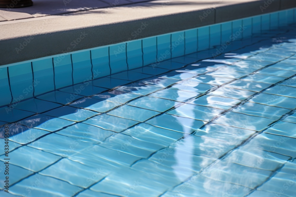 close-up of clean pool tiles and waterline